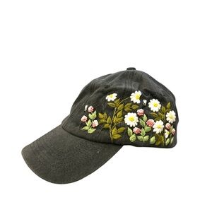 Floral Embroidered Black Cap